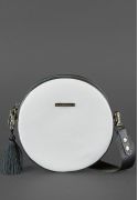 Фото Круглая кожаная женская сумочка Tablet черно-белая